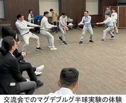 交流会でのマグデブルグ半球実験の体験